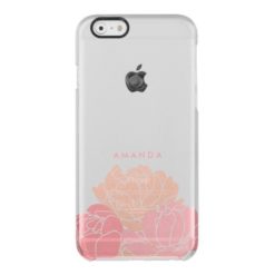 Blush Pink Peonies Personalized Clear iPhone Case