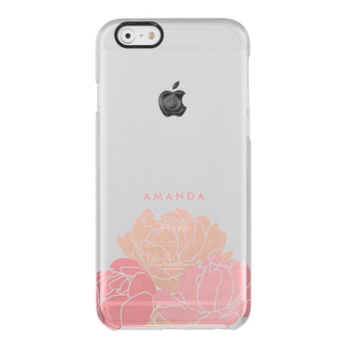 Blush Pink Peonies Personalized Clear iPhone Case