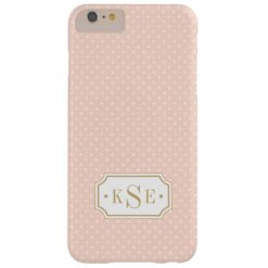 Blush Pink and Gold Elegant Dots Monogram Barely There iPhone 6 Plus Case