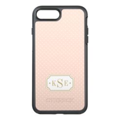 Blush Pink and Gold Elegant Dots Monogram OtterBox Symmetry iPhone 7 Plus Case