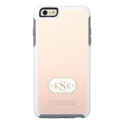 Blush Pink and Gold Elegant Dots Monogram OtterBox iPhone 6/6s Plus Case