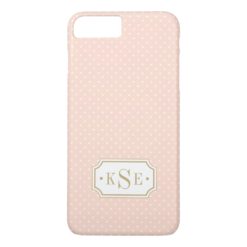Blush Pink and Gold Elegant Dots Monogram iPhone 7 Plus Case