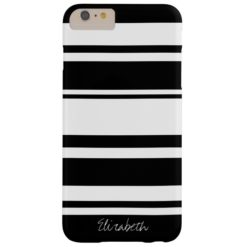Bold Stripe Pattern with Name - black white Barely There iPhone 6 Plus Case
