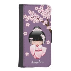 Bride Kokeshi Doll - Cute Oriental Geisha Girl iPhone SE/5/5s Wallet Case