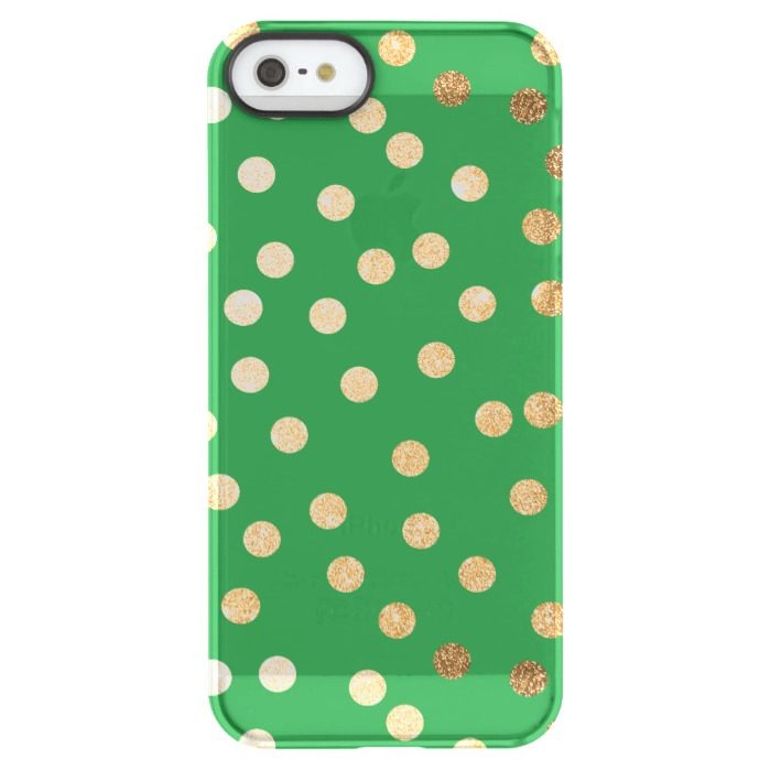 Bright Green Gold Glitter Dots Clear Phone Case