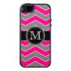 Bright Pink Grey Black Chevron Monogrammed OtterBox iPhone 5/5s/SE Case