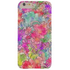 Bright Pink Red Watercolor Floral Drawing Sketch Barely There iPhone 6 Plus Case