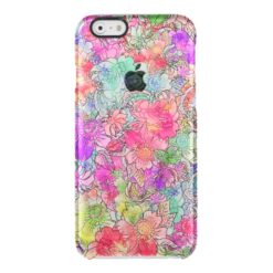 Bright Pink Red Watercolor Floral Drawing Sketch Clear iPhone 6/6S Case