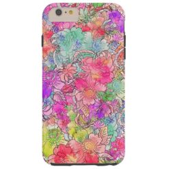 Bright Pink Red Watercolor Floral Illustration Tough iPhone 6 Plus Case
