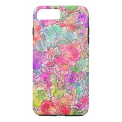 Bright Pink Red Watercolor Floral Illustration iPhone 7 Plus Case