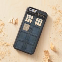British Police Phone Call Box - Retro 1960s Style Carved Maple iPhone 6 Bumper Case