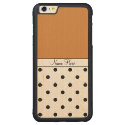 Brown Custom Name Black Polka Dots Monogram Carved Maple iPhone 6 Plus Bumper Case