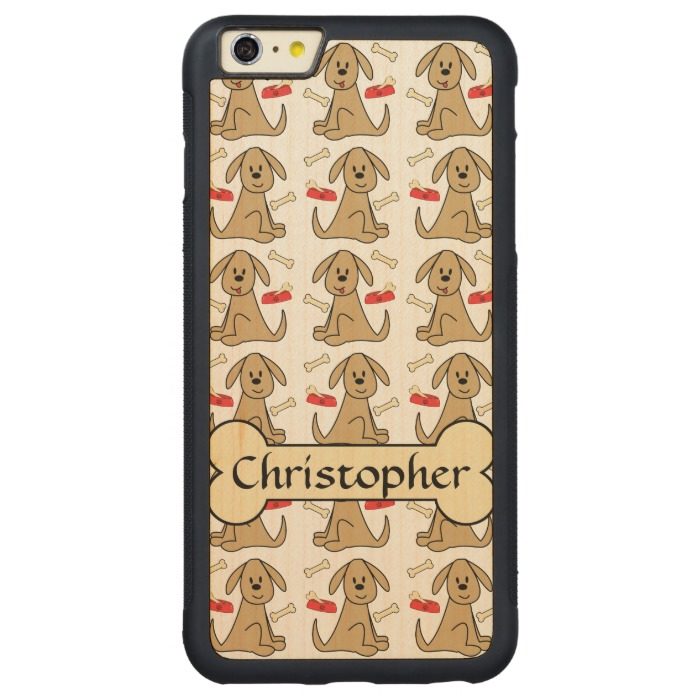 Brown Puppy Dog Graphic Design Personalize Carved Maple iPhone 6 Plus Bumper