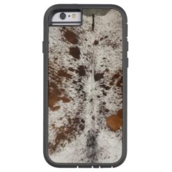 Brown and White Faux Cowhide Leather Look Print Tough Xtreme iPhone 6 Case