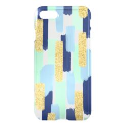 Brush Strokes | Navy and Gold Glitter iPhone 7 Case