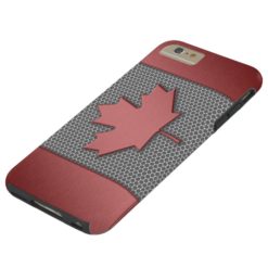 Brushed Metal Look Canadian Flag Tough iPhone 6 Plus Case