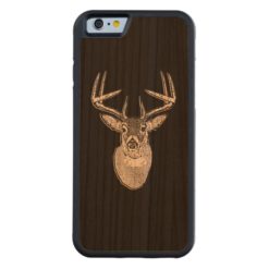 Buck on Black White Tail Deer head Carved Cherry iPhone 6 Bumper