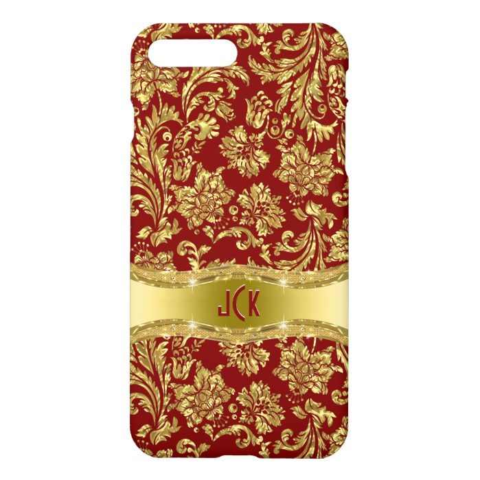 Burgundy & Shiny Gold Floral Damasks iPhone 7 Plus Case