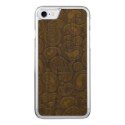 Burnt Umber Yellow Paisley motif Carved iPhone 7 Case