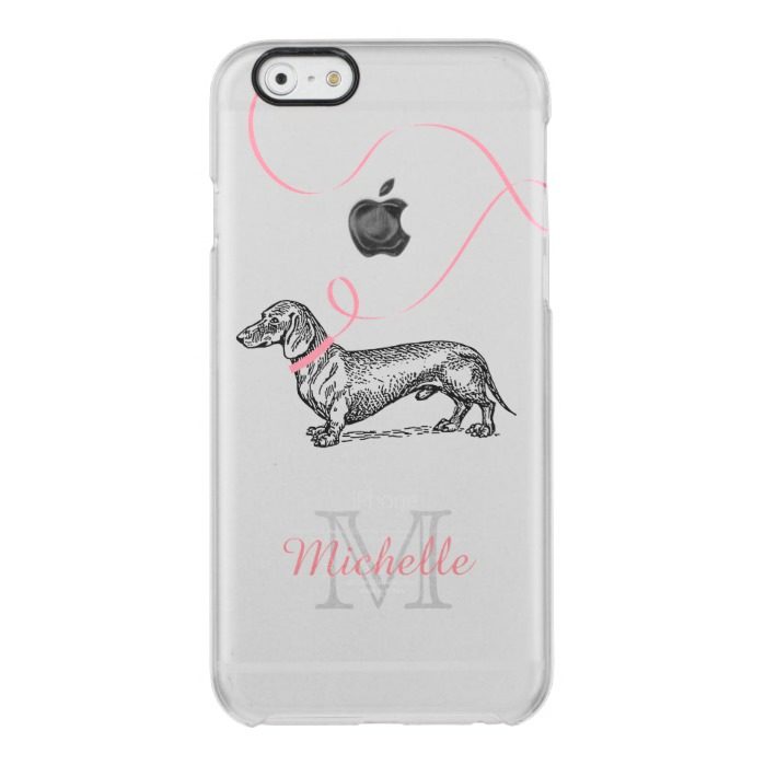CUTE MONOGRAM DOG LOVER | DACHSHUND PINK CLEAR iPhone 6/6S CASE