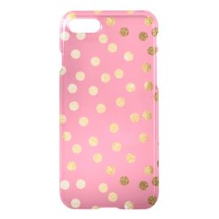 Candy Pink Gold Glitter Dots Clear Phone Case
