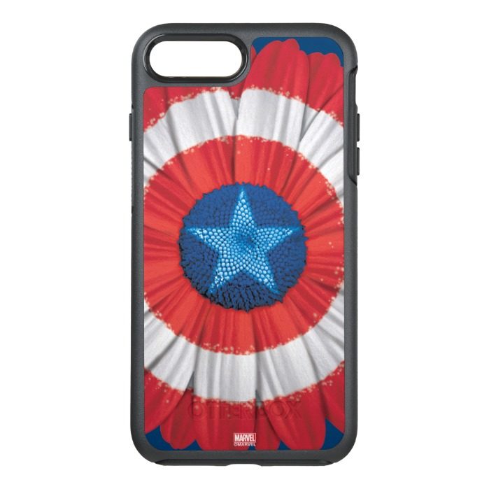 Captain America Shield Styled Daisy Flower OtterBox Symmetry iPhone 7 Plus Case
