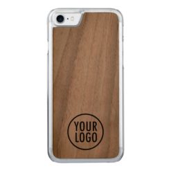 Carved iPhone 7 Case Walnut Wood Business Logo