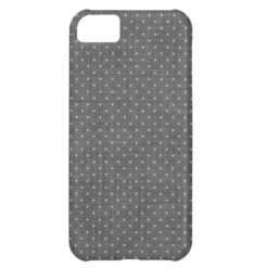 Charcoal Gray Linen Texture and Cute Polka Dots Cover For iPhone 5C