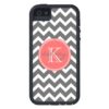 Charcoal Gray and Coral Chevron Custom Monogram Case For iPhone SE/5/5s