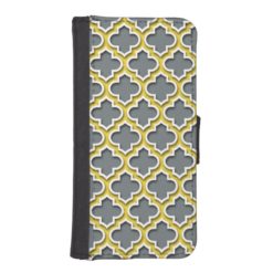 Charcoal Pineapple White Moroccan Quatrefoil #5DS Wallet Phone Case For iPhone SE/5/5s