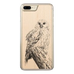 Charred Owl on Wood! Carved iPhone 7 Plus Case