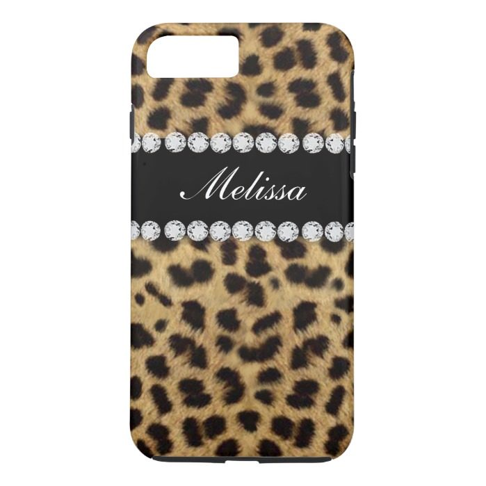 Cheetah Fur Diamonds Name Printed iPhone 7 Plus Case