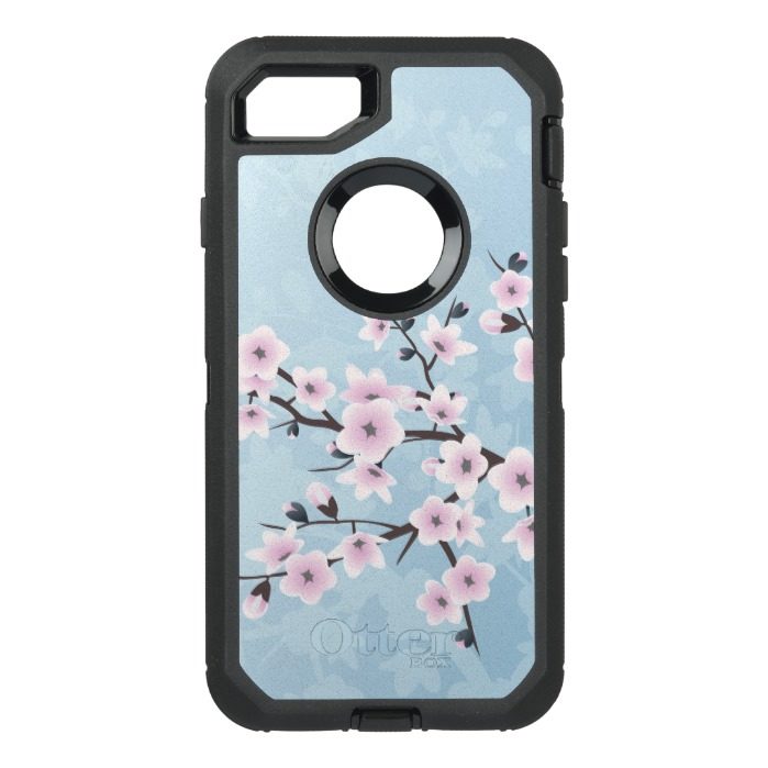 Cherry Blossoms Pink Blue OtterBox Defender iPhone 7 Case