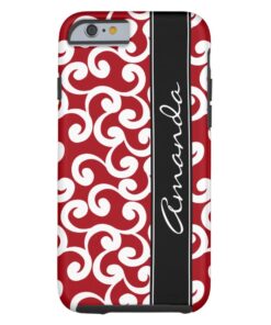 Cherry Red Monogrammed Elements Print Tough iPhone 6 Case
