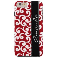Cherry Red Monogrammed Elements Print Tough iPhone 6 Plus Case