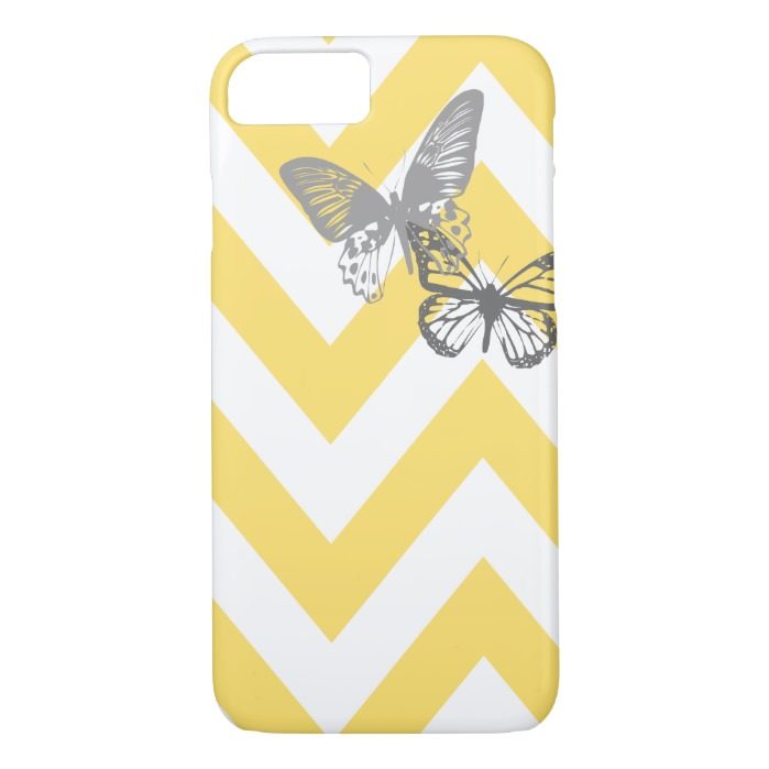 Chevron Butterflies iPhone 7 case | Yellow Grey