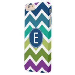 Chevron Pattern in Peacock Colors Custom Monogram Barely There iPhone 6 Plus Case
