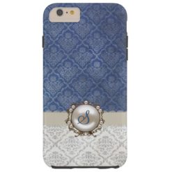 Chic Blue & Winter White Damask iPhone 6 Plus case