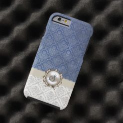 Chic Blue & Winter White Damask iPhone 6 case
