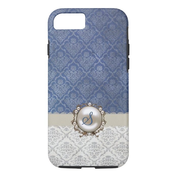 Chic Blue & Winter White Damask iPhone 7 case