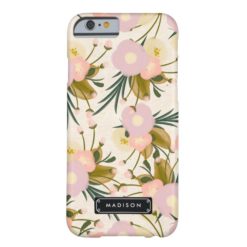 Chic Girly Retro Floral Lilac & Peach Personalized Barely There iPhone 6 Case