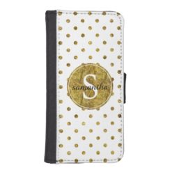 Chic Gold Glam Dots Monogram iPhone SE/5/5s Wallet