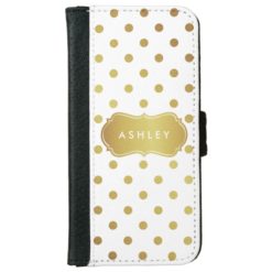 Chic Gold Glitter Polka Dots - Girly Stylish iPhone 6/6s Wallet Case