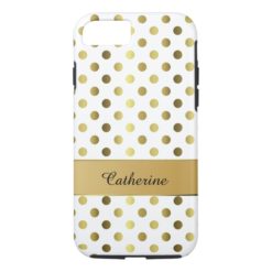 Chic Gold & White Polka Dot iPhone 7 case