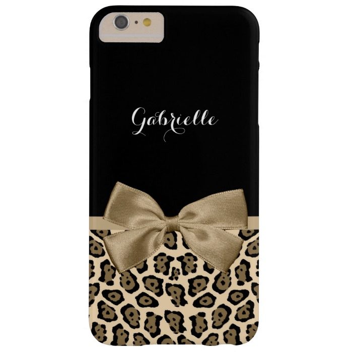 Chic Jaguar Print With Tan Ribbon and Name Barely There iPhone 6 Plus Case