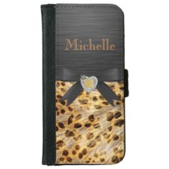 Chic Leopard print on black Phone 5/5S Wallet Case