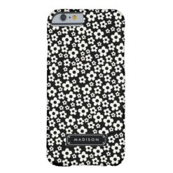 Chic Mod Black White Floral Personalized Barely There iPhone 6 Case