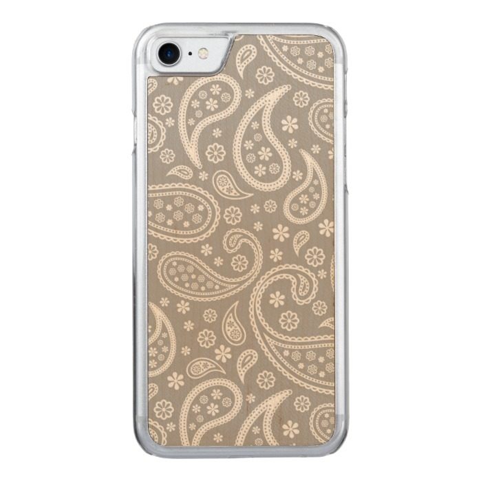 Chic Paisley Stylish Grey Floral Pattern Carved iPhone 7 Case