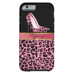Chic Pink and Black Jaguar Print iPhone 6 Case