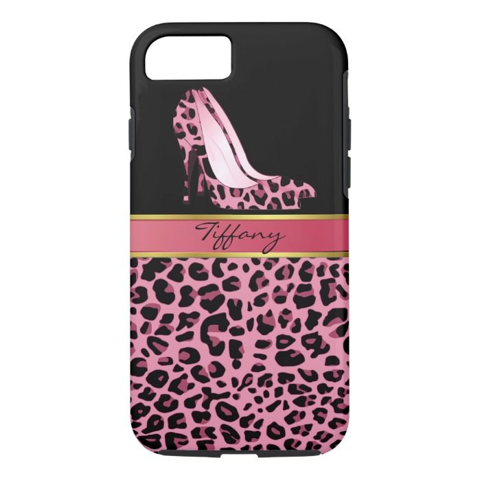 Chic Pink and Black Jaguar Print iPhone 7 Case